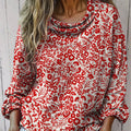 Chemise décontractée à manches longues en coton confortable avec imprimé floral vintage pour femme 