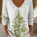 Women's Christmas Tree Pattern Art Print Casual Pullover Sweater