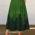Women's Retro Trees Print High Waist Casual A-Line Skirt