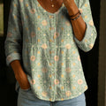 Women's Floral Pattern Art Print Casual Cotton Shirt