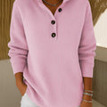 Women's Solid Color Stand Collar Long Sleeve Casual Loose Knit Pullover