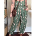 Women's Green floral Print Casual 100% Cotton Jumpsuit