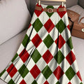Women's Vintage Beautiful Diamond Check Art Print Cotton Skirt