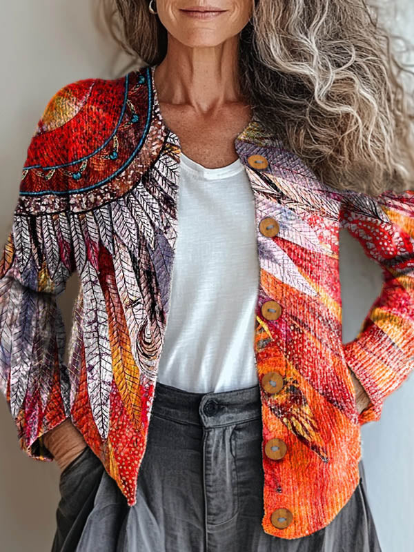 womens-vintage-pattern-art-print-buttoned-cardigan-sweater