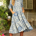 Women's Vintage Flower Art Print Dress