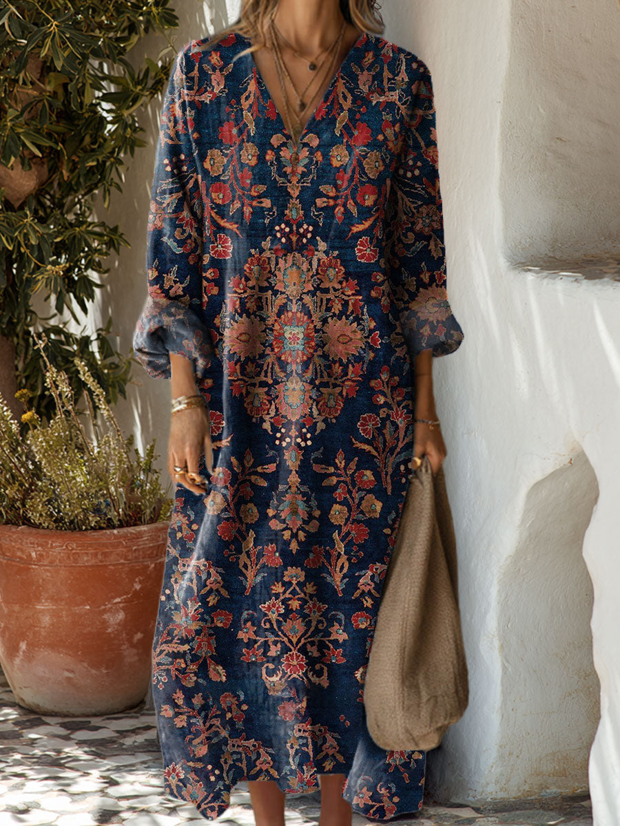 Women's Vintage Flower Art Print Dress