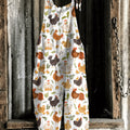 Farm Chicken Print Casual Jumpsuit