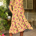 Women's Vintage Beautiful Small Floral Painting Art Print Dress