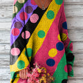 womens-beautiful-colorful-stripe-polka-dot-painting-art-print-casual-pullover-sweater