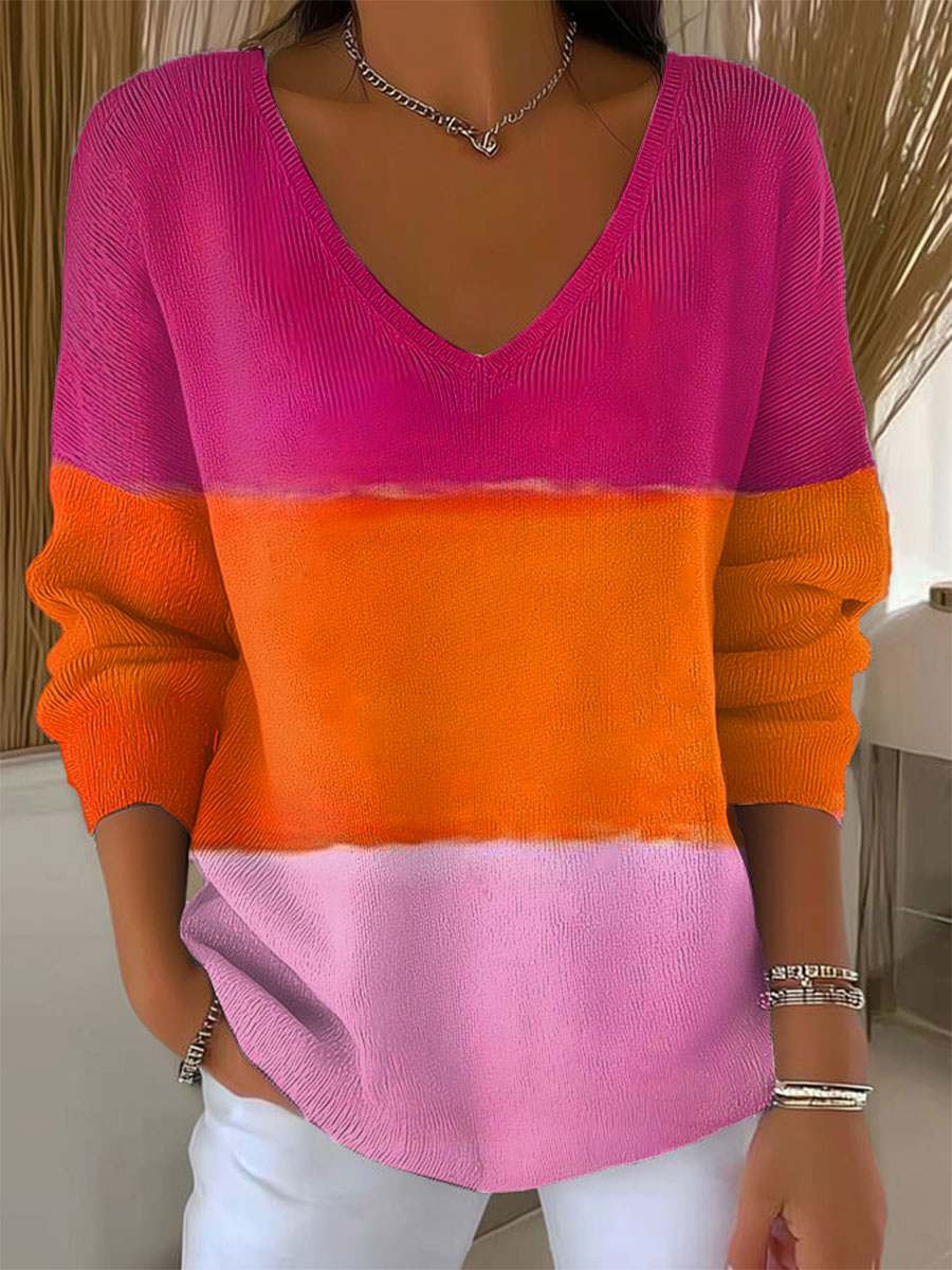 Women's Vintage  Gradient Art Print Casual Pullover Sweater
