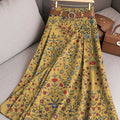 Women's Vintage Flower Art Print Cotton Skirt