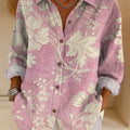 Chemise décontractée en coton à motif floral vintage pour femme 