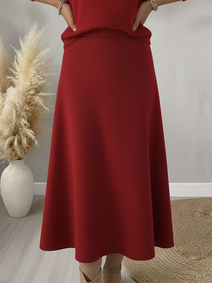 Women's Elegant Solid Color Knitted Umbrella Skirt