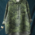 Women's Vintage Floral Art Print Casual Cotton And Linen Shirt