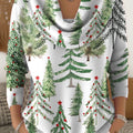 Women's Vintage Christmas  Art Print Cowl Neck Sweater