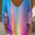 Women's Color Ray Print Casual Pullover Sweater