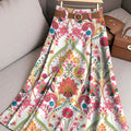 Women's Vintage Flower Art Print Cotton Skirt