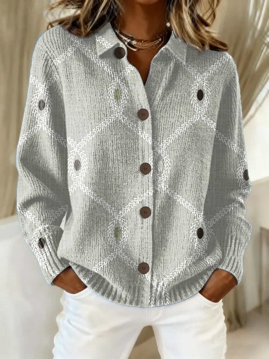 Women's Vintage Abstract Geometry Art Print Casual Sweater