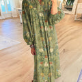 Women's Vintage Floral Pattern Art Print Cotton Dress