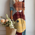 Women's Vintage Pattern Art Print Linen Pocket Dress