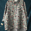 Midnight Small Spring Floral Pattern Printed Women's Casual Cotton And Linen Shirt