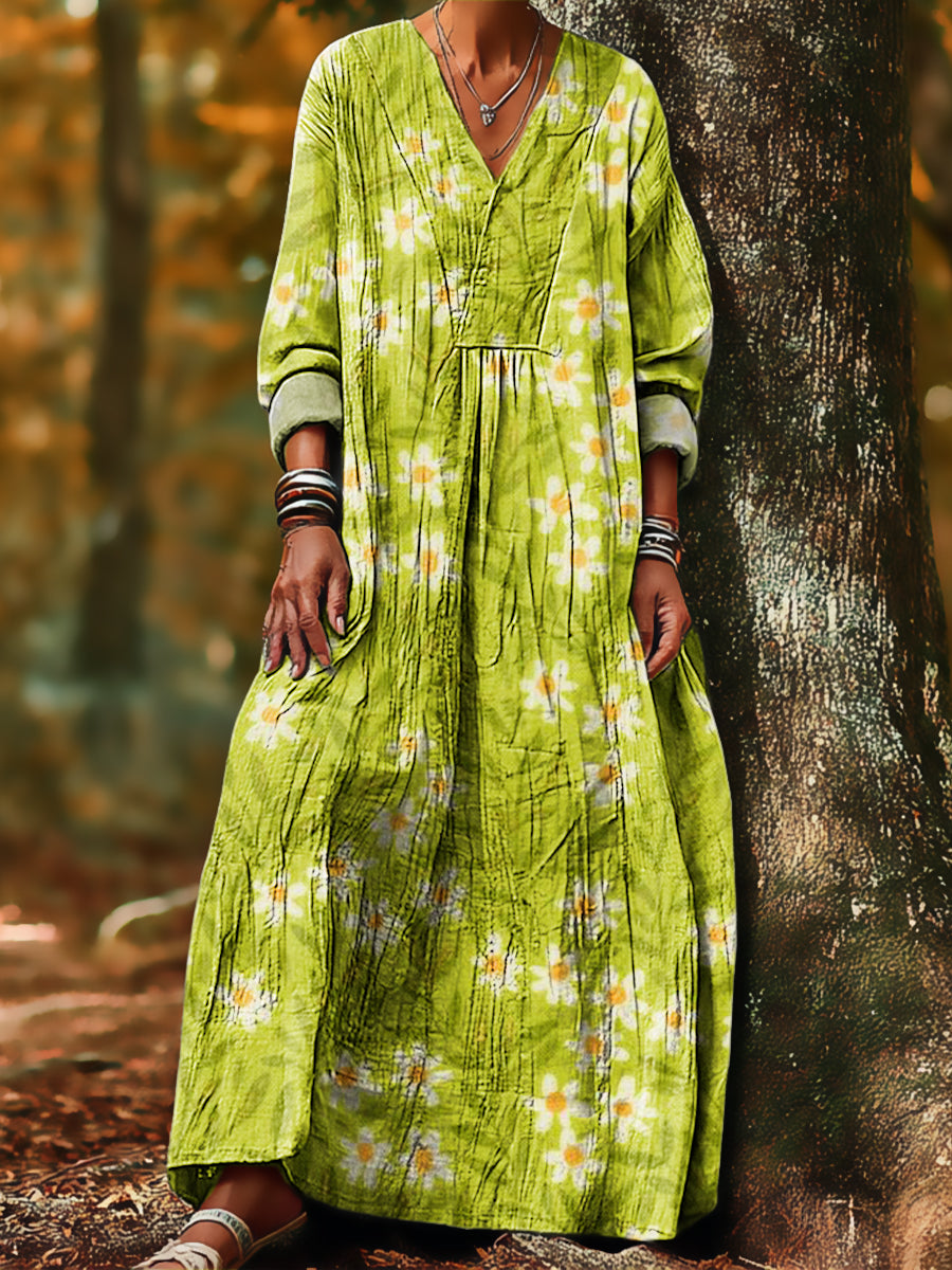 Women's Beautiful Flower Painting Art Print Dress