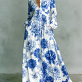 Women's Vintage Floral Art Elegant Romantic Casual Vacation Maxi Dress