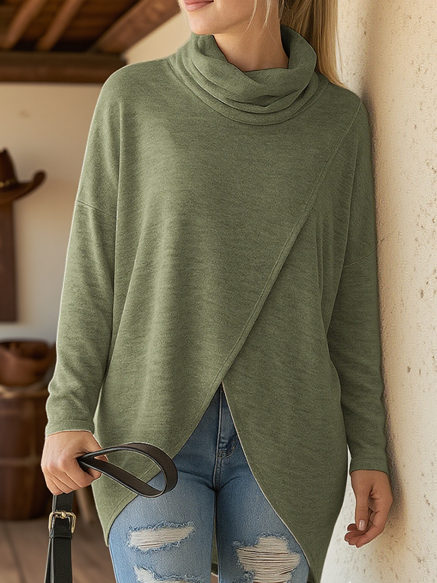 Women's Casual Loose Irregular Slit Sweater