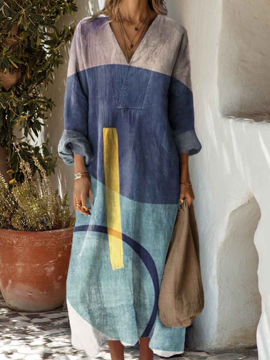 Women's Abstract Geometric Pattern Art Print Dress