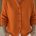 Cozy Crew Neck Solid Color Button Knit Cardigan Sweater