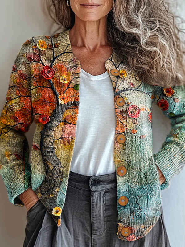 womens-vintage-floral-art-print-buttoned-cardigan-sweater-rpao