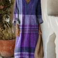Women's Purple Plaid Art Print Dress