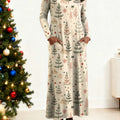 Women's Christmas Tree Pattern Art Print Long-sleeved Dress