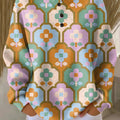 Chemise décontractée en coton pour femme, ornée d'un magnifique imprimé floral géométrique vintage. 