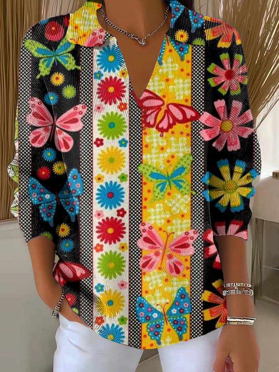 womens-abstract-colorful-striped-floral-butterfly-painting-art-print-casual-hooded-button-sweater