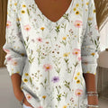 Damen-Vintage-Blumenmuster-Freizeitpullover-Sweater-8k7v