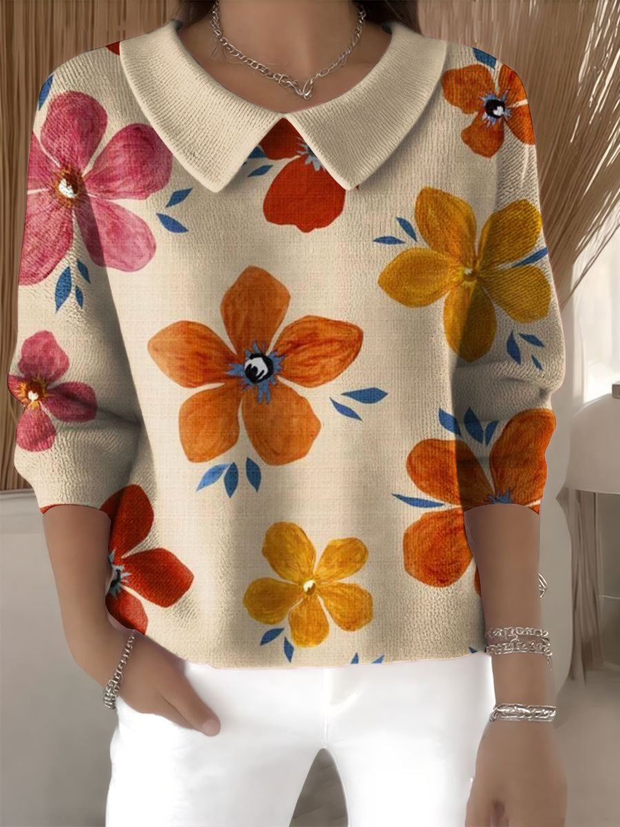 womens-floral-flowers-casual-print-peter-pan-collar-3-4-sleeve-sweater-1wzu
