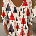 Women's Christmas Tree Pattern Print Casual Pullover Sweater