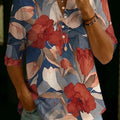 Women's Floral Pattern Art Print Casual Cotton Shirt