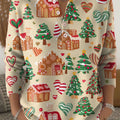 Women's Christmas Pattern Art Print Buttoned Cardigan Sweater