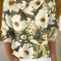 Pull femme vintage à imprimé floral, col Claudine, manches 3/4, taille i46d