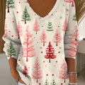 Women's Christmas Tree Pattern Art Print Casual Pullover Sweater