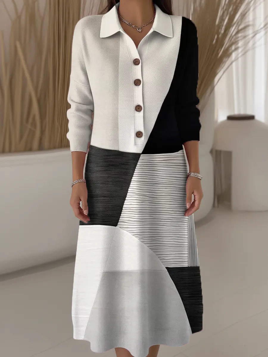 Women's Geometric Pattern Art Print Casual Knitted Dress