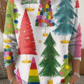 Beautiful Colorful Christmas Tree Painting Art Print Buttoned Cardigan Sweater