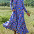 Women's Retro Floral Art Print Long-sleeved Dress