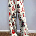 Women's Christmas Tree Art Printed Comfortable Knitted Trousers
