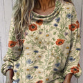 Women's Vintage Floral Art Print Casual Long Sleeve Comfortable Cotton Shirt