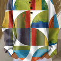 Women's Abstract Geometric Color Block Painting Art Print Casual Cotton Sweatshirt