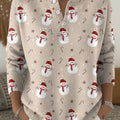 Little Christmas Snowman Art Print Buttoned Cardigan Sweater