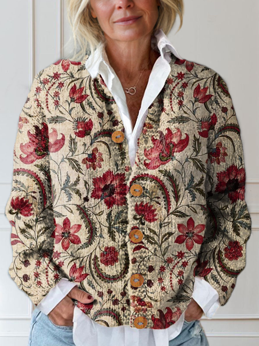 womens-vintage-floral-art-print-buttoned-cardigan-sweater-picf